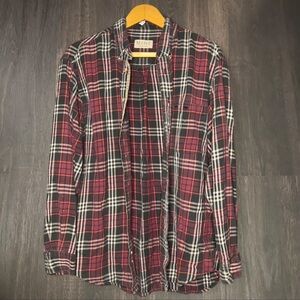 MINE Plaid Flannel Button Down Shirt Men’s M/L Worn Vintage